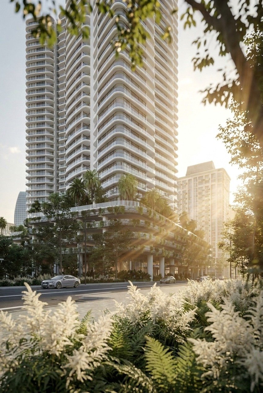 Sun-Drenched Skyscraper Exterior Design