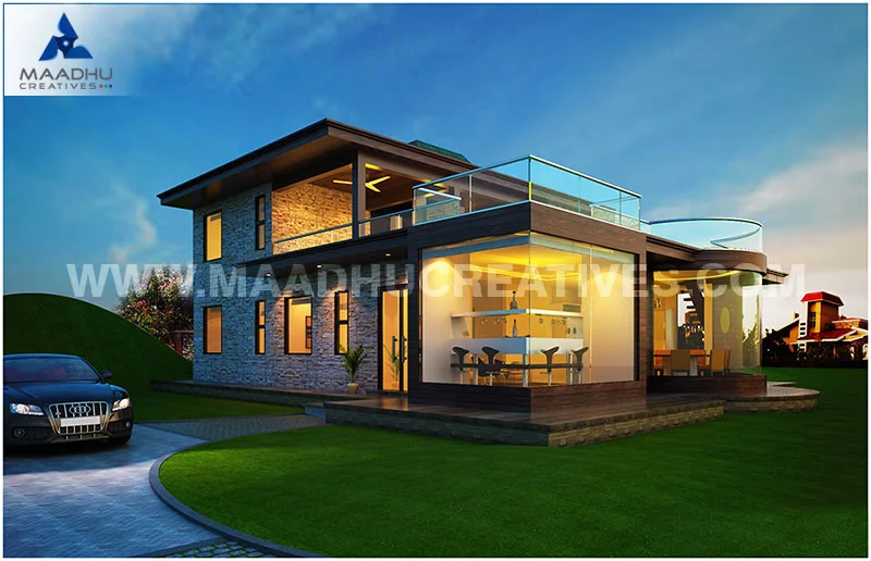 Exterior CGI View Design Rendering For 3d Residential House