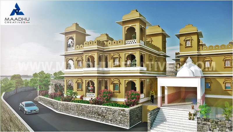 Residential Hillside Exterior Design Rendering