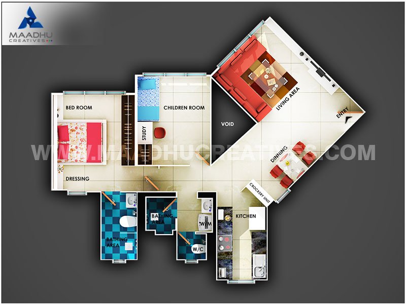 3d floor plan | design interactive 3d floor plan | Maadhu Creatives