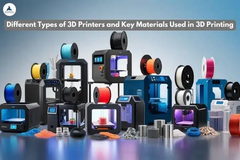 Different types of 3d printers and key materials used in 3d printing