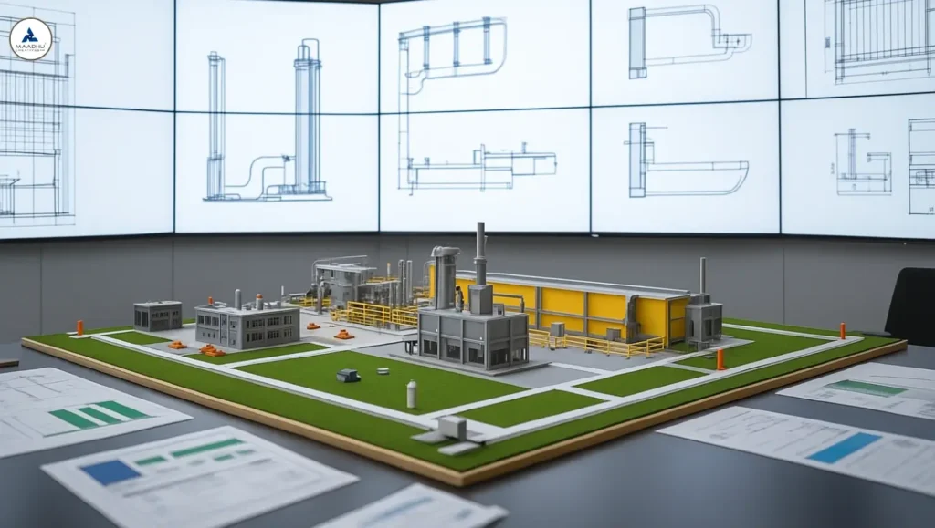 Factory scale model for industrial project visualization